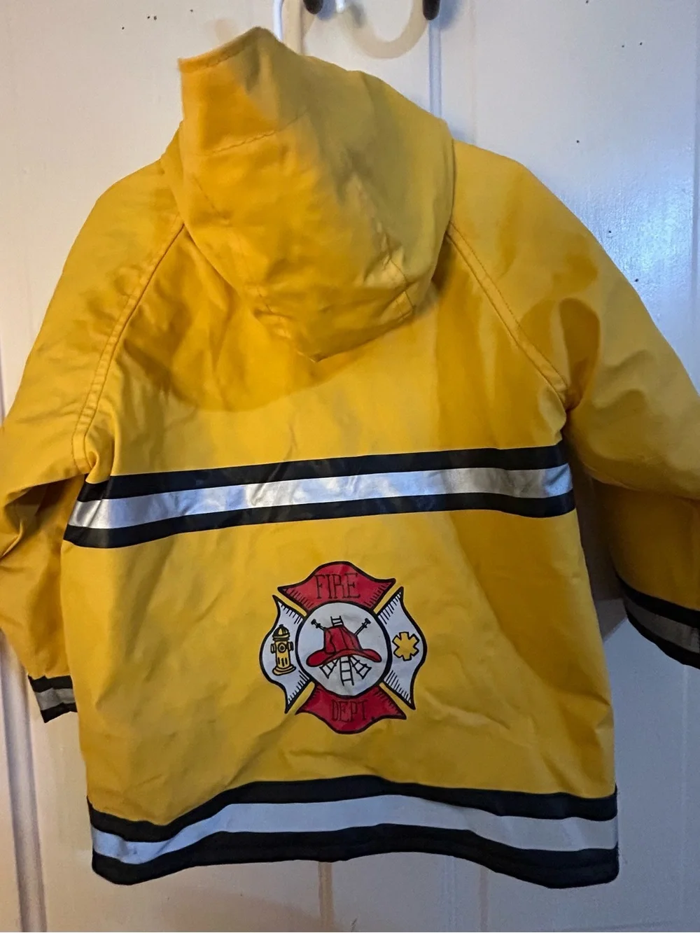 Kids Yellow Firefighter Raincoat with Reflective Stripes 3T